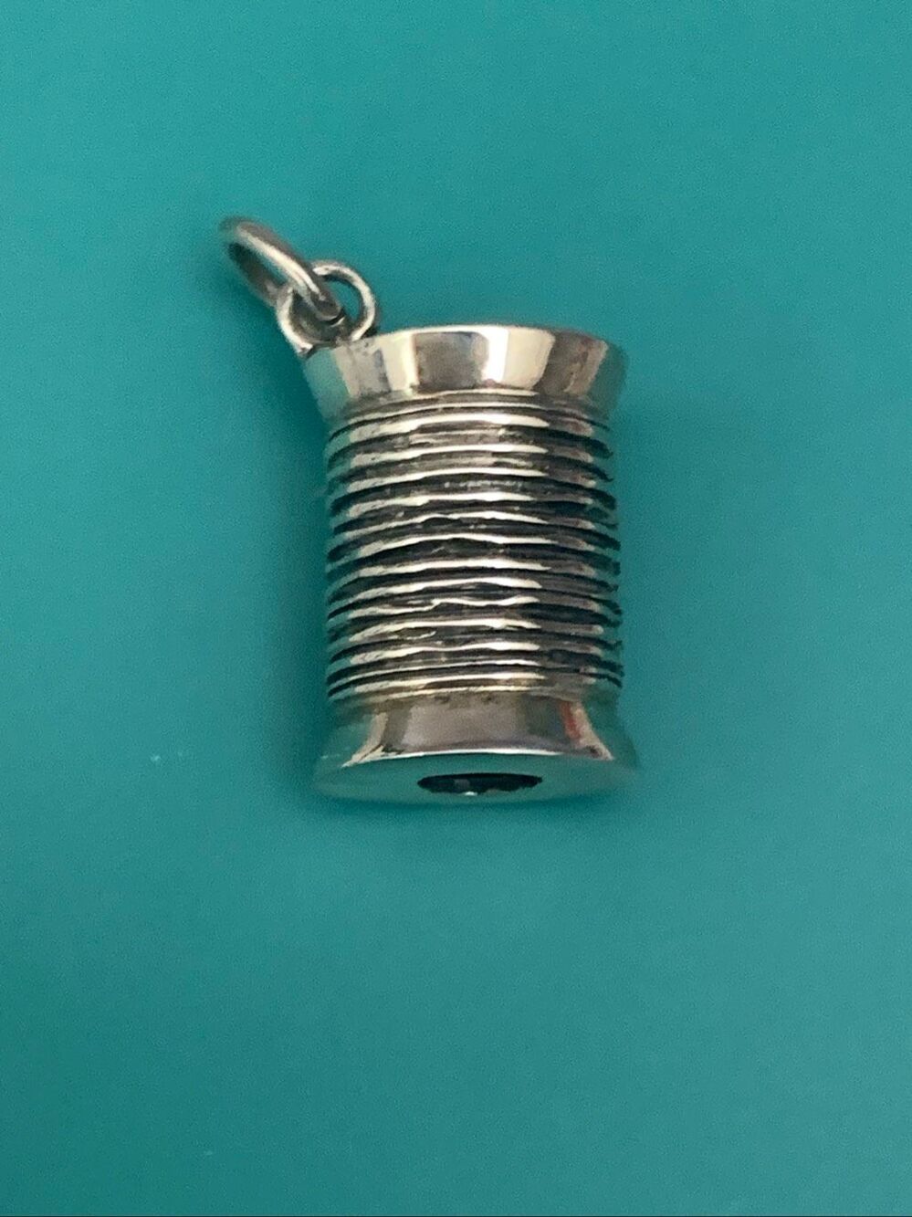 .925 Vintage Spool of Thread Sterling Silver Jewelry Charm #seamstress